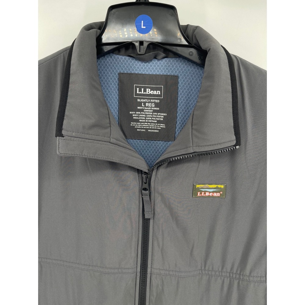 L.L.Bean Insulated Vest Men Large Gray Excellent Primaloft Stretch‎ Puffer
